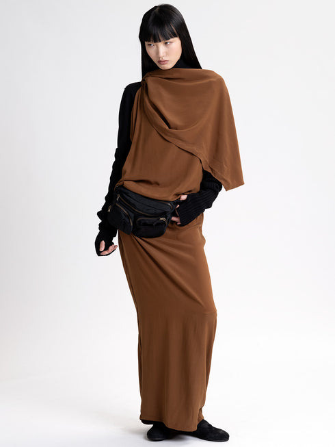 Silk Scarf Dress sandstone brown
